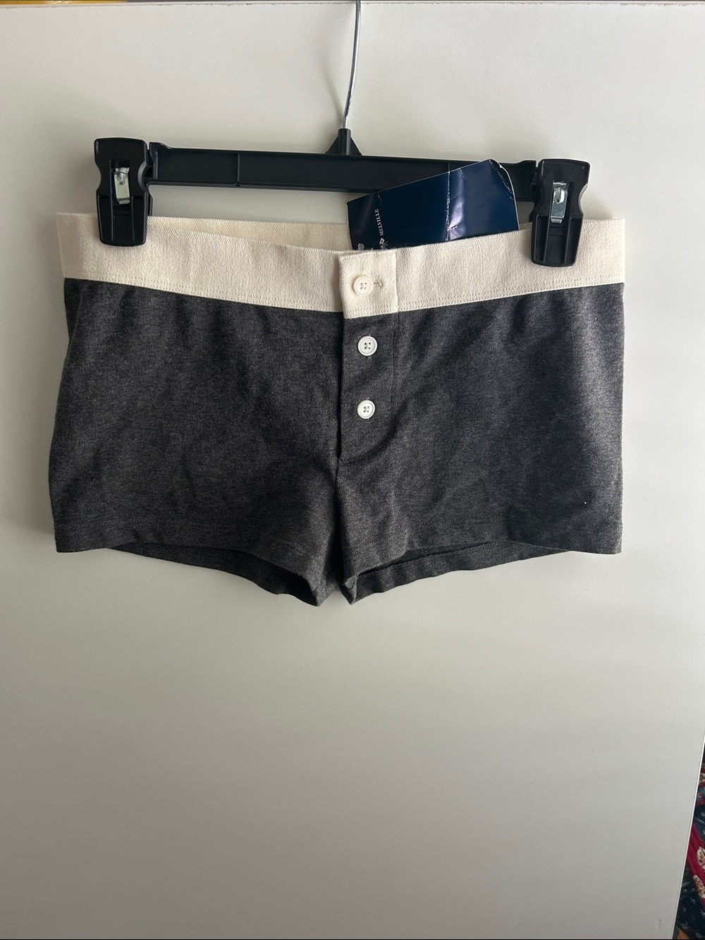 Brandy Melville Charcoal Gray and Cream Button Front Lounge Shorts